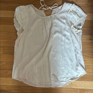 LC Lauren Conrad Cream Blouse with Lace Sleeves